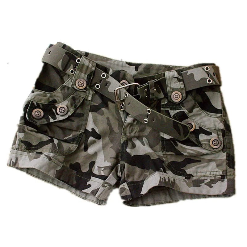 Women's Summer Camouflage Shorts Casual Military Zipper Pocket Pantaloon Ladies Plus Size 4XL Cotton Slim Fit Mini Shorts