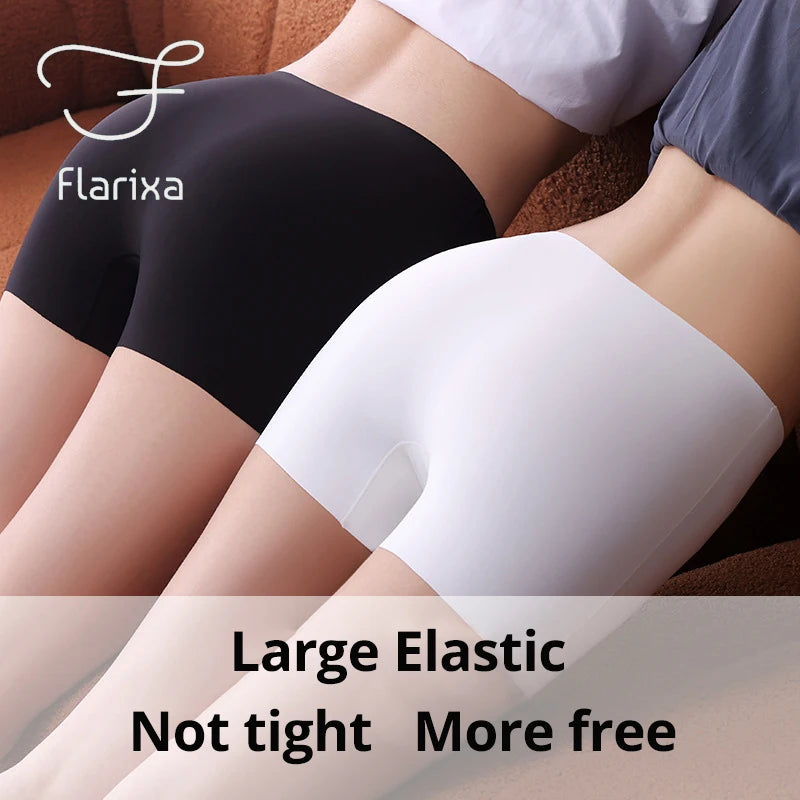 Flarixa Seamless Protective Shorts Under the Skirt Ice Silk Safety Panties Women's Boxer Boyshort Soft Hip Lifting Underwear