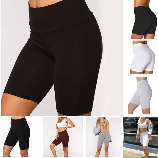 Women Thin Fitness Short Pants Casual Ladies Slim Pants High-Waist Summer Bottom Knee-Length Black Shorts Bodycon Streetwear