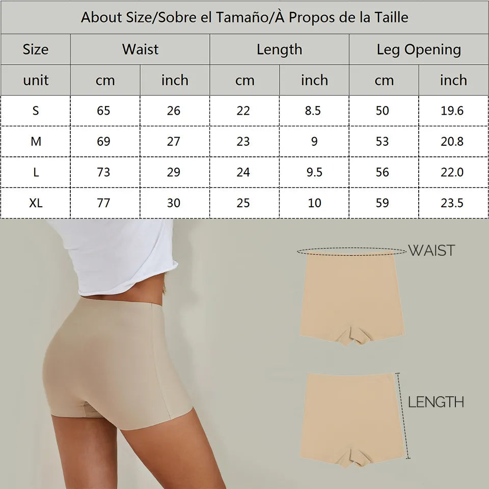 Safety Shorts Pants Women's High Waist Seamless Protective Shorts Under the Skirt Ice Silk Breathable Panties Boxer Underwear